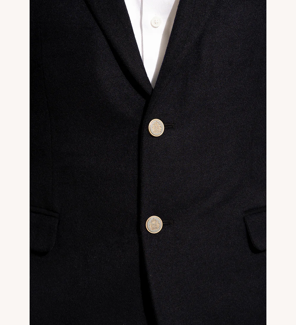 Blue Plain Woolen Fleece Poly Wool Classic Blazer