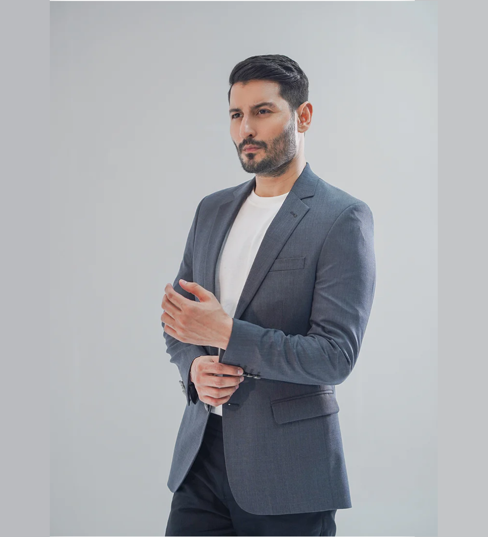 Grey Plain Tropical Classic Blazer