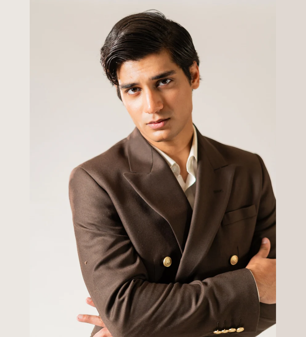 Brown Wool Blend Fleece Double Breasted Blazer