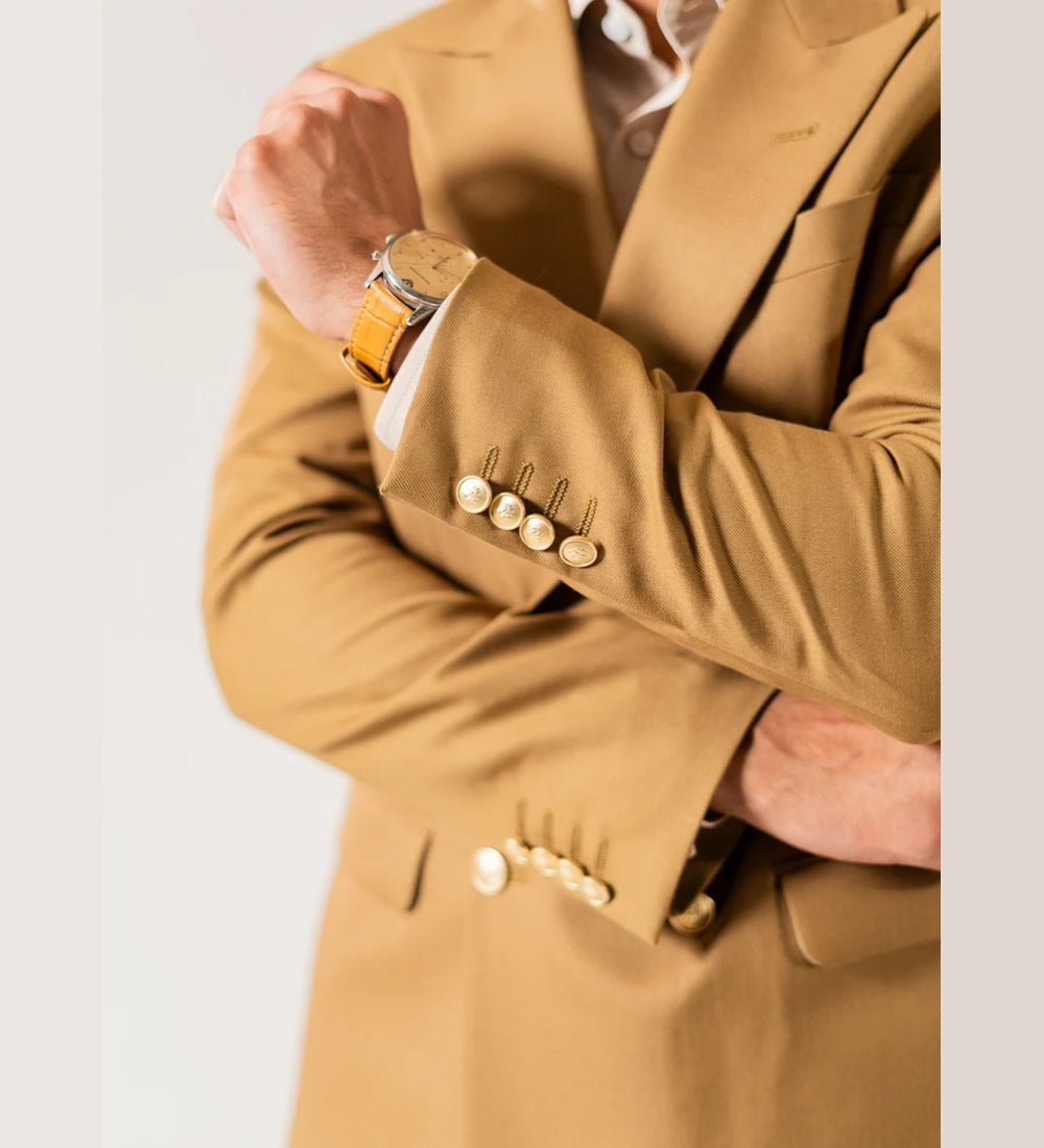 Brown Wool Blend Double-Breasted Blazer