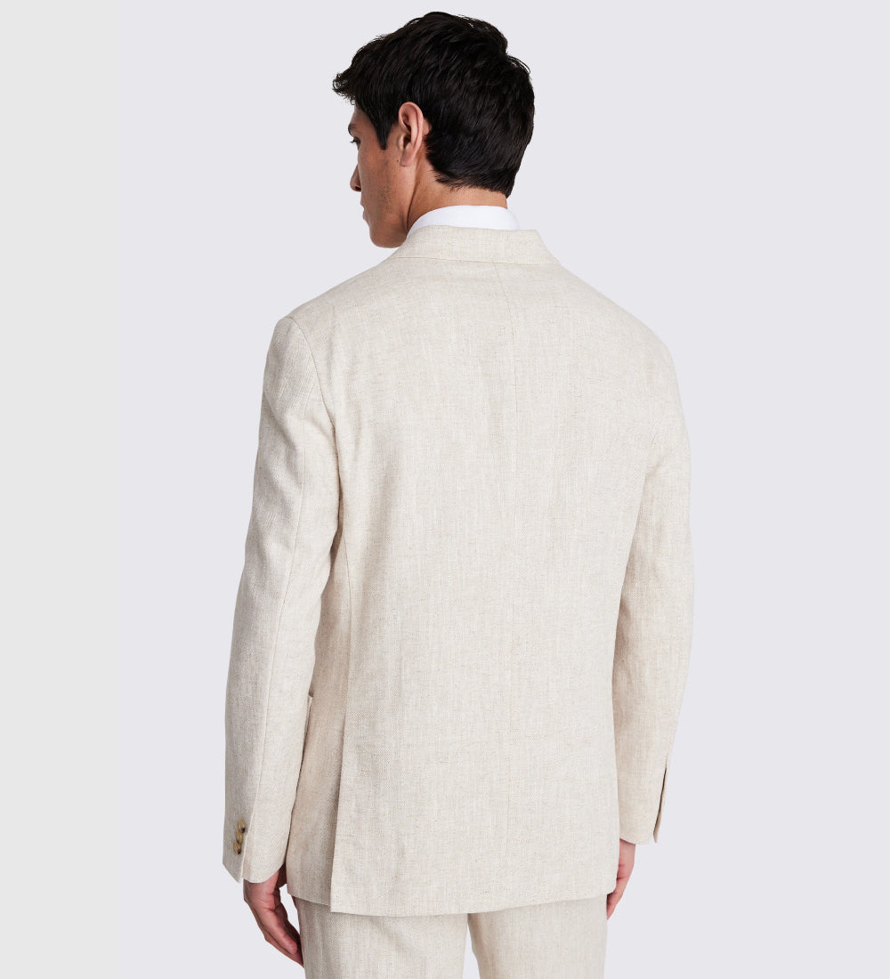 Relaxed Fit Ecru Herringbone Jacket