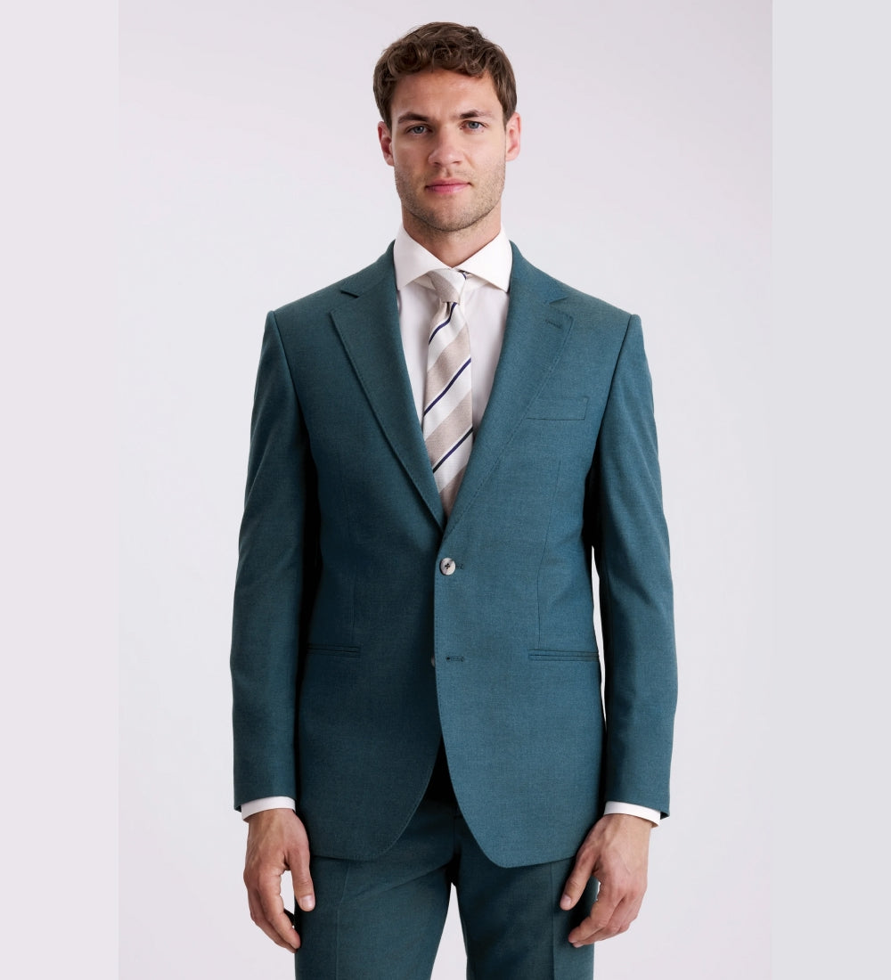 Tailored Fit Teal Flannel Suit