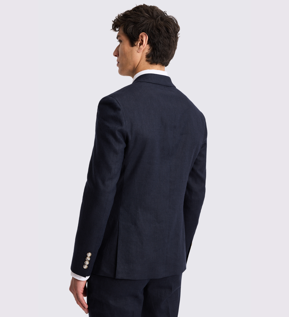 Slim Fit Navy Matte Linen Suit