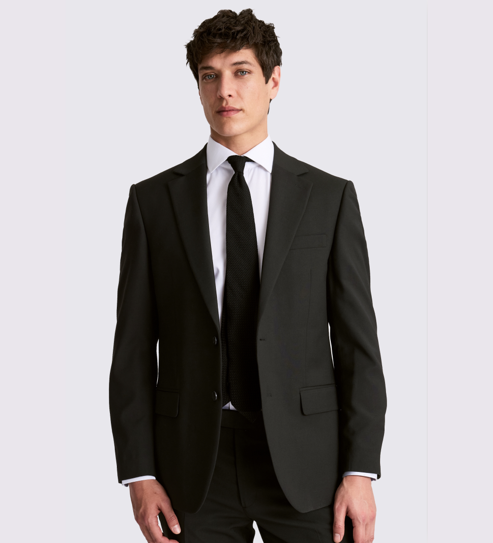 Regular Fit Black Stretch Suit