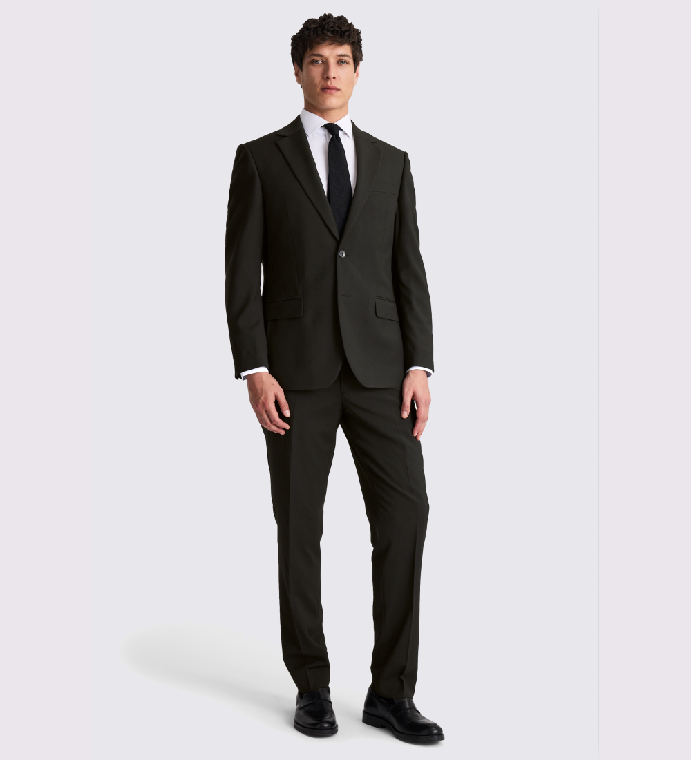 Regular Fit Black Stretch Suit