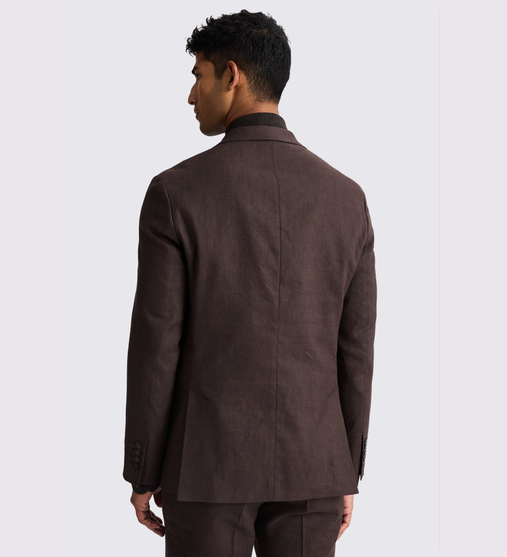 Tailored Fit Brown Matte Linen Suit