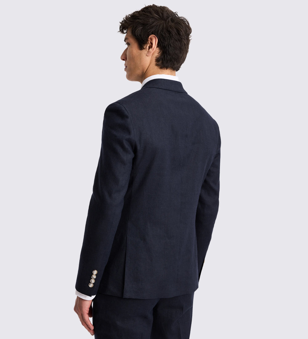 Slim Fit Navy Matte Linen Suit