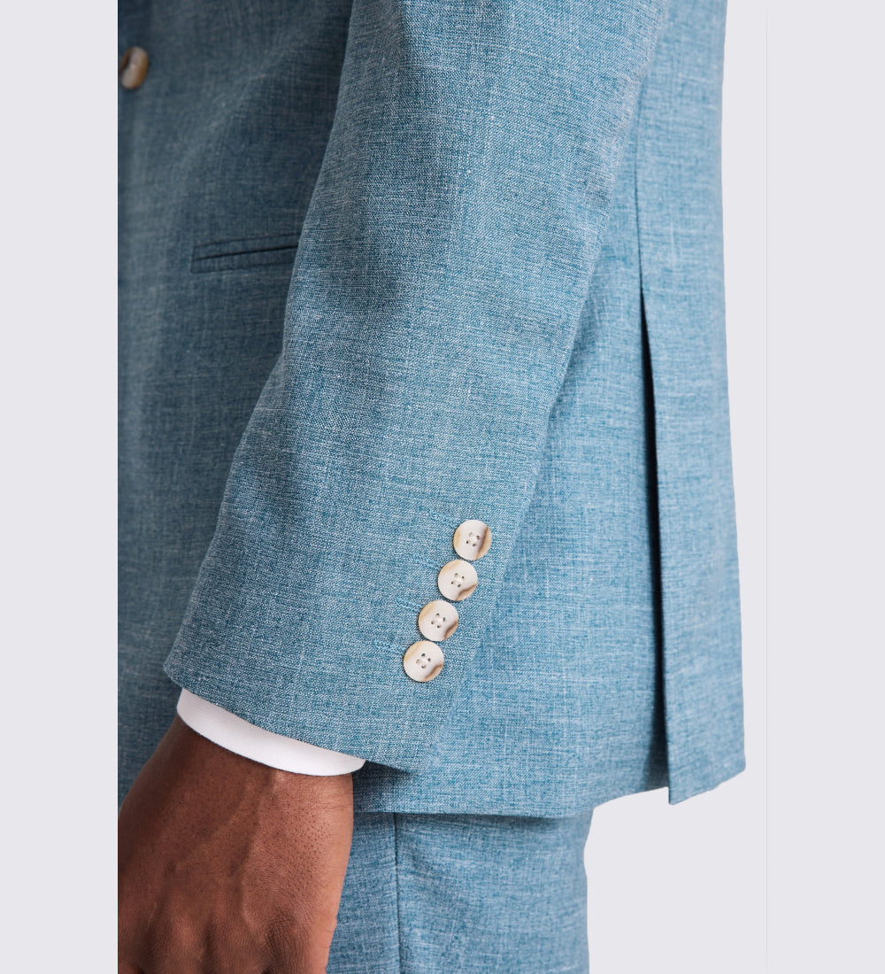 Tailored Fit Teal Slub Suit