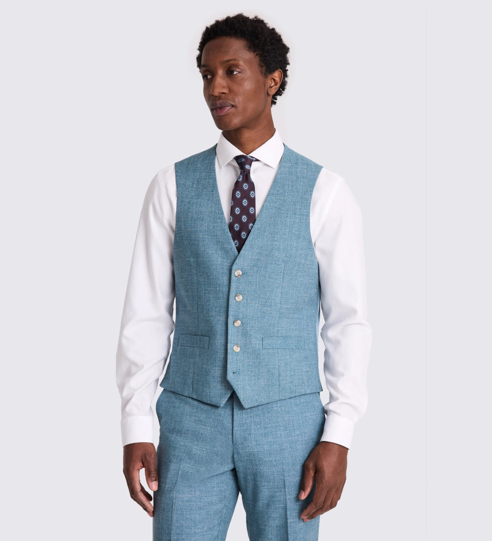Tailored Fit Teal Slub Suit