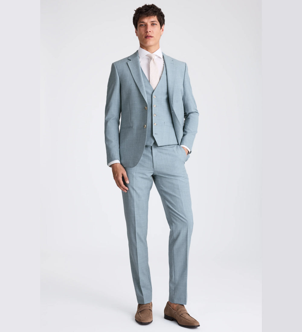 Slim Fit Teal Marl Suit