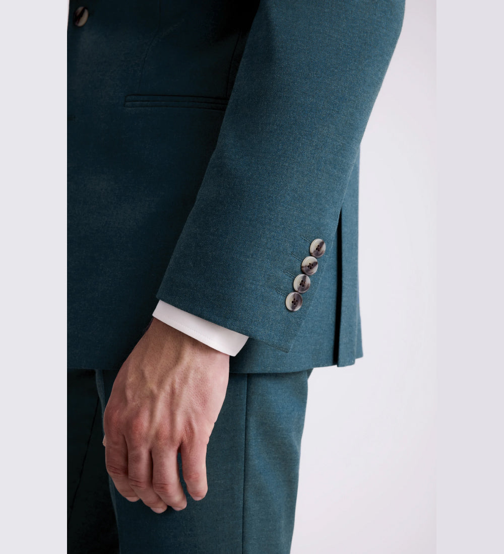 Tailored Fit Teal Flannel Suit