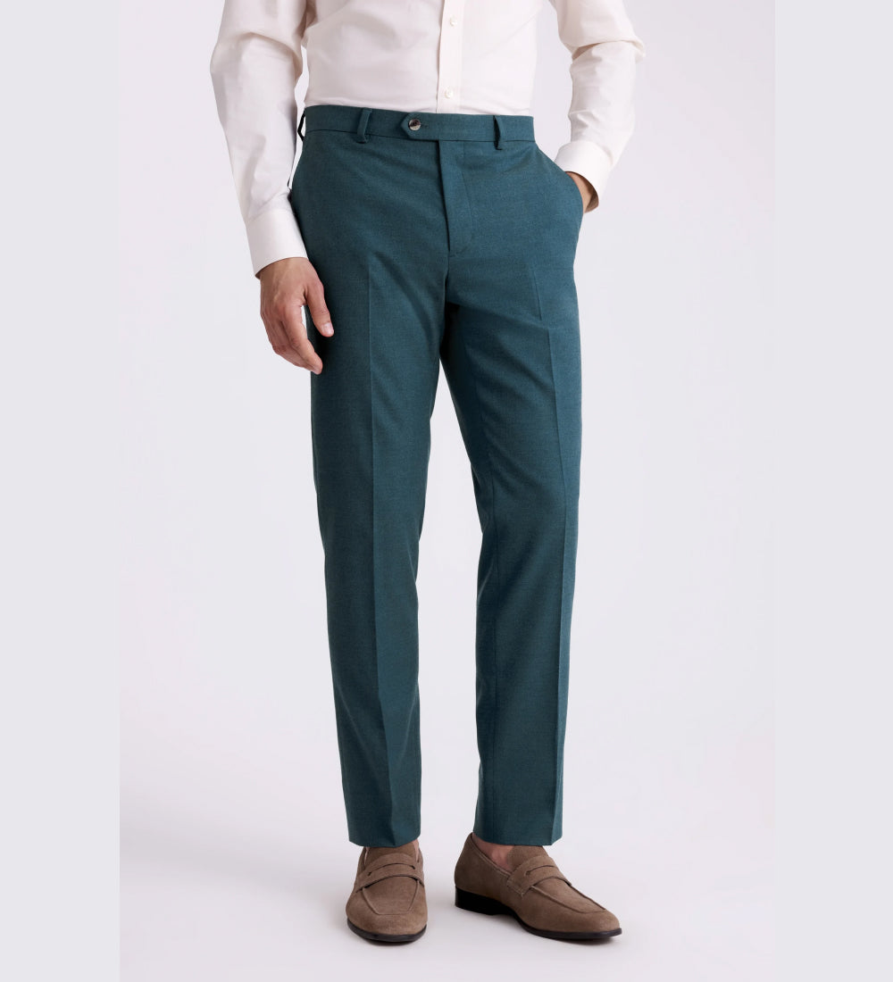 Tailored Fit Teal Flannel Suit