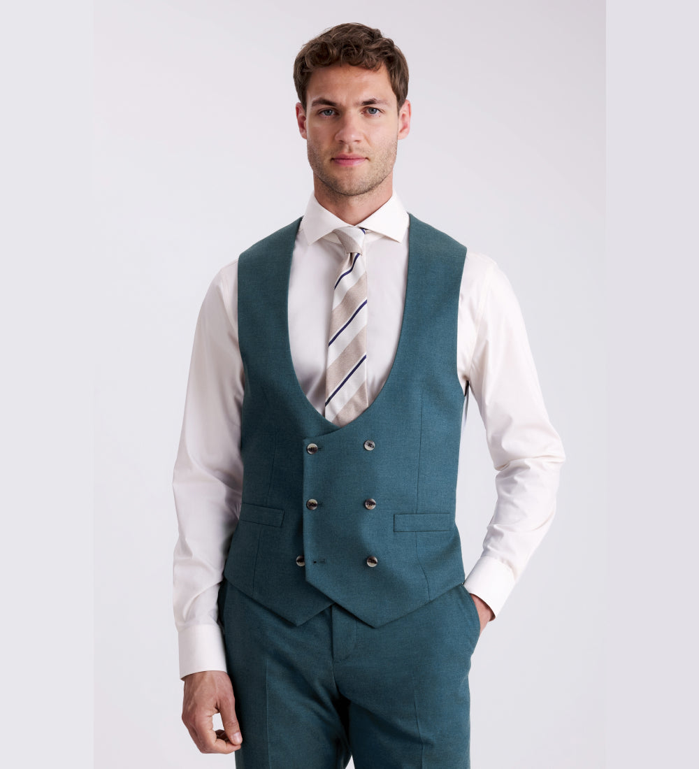 Tailored Fit Teal Flannel Suit