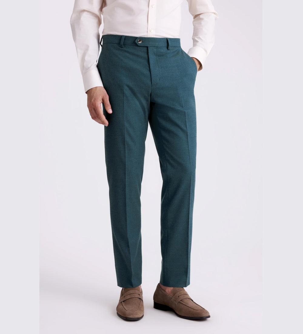 Tailored Fit Teal Flannel Suit