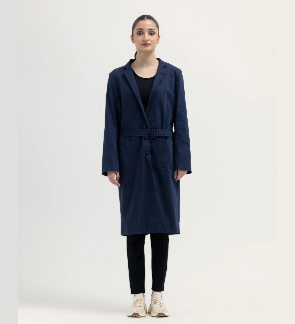 Women Navy Long Coat