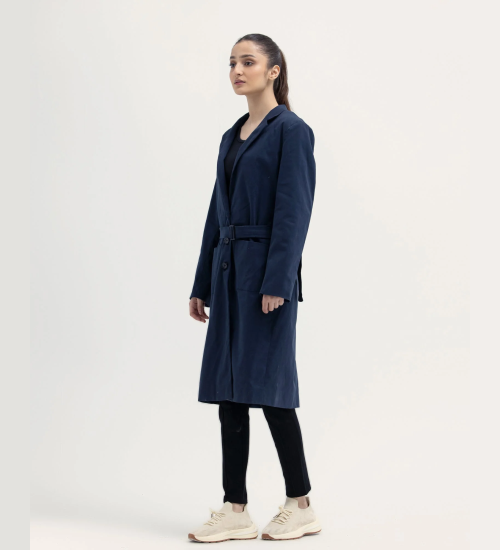 Women Navy Long Coat
