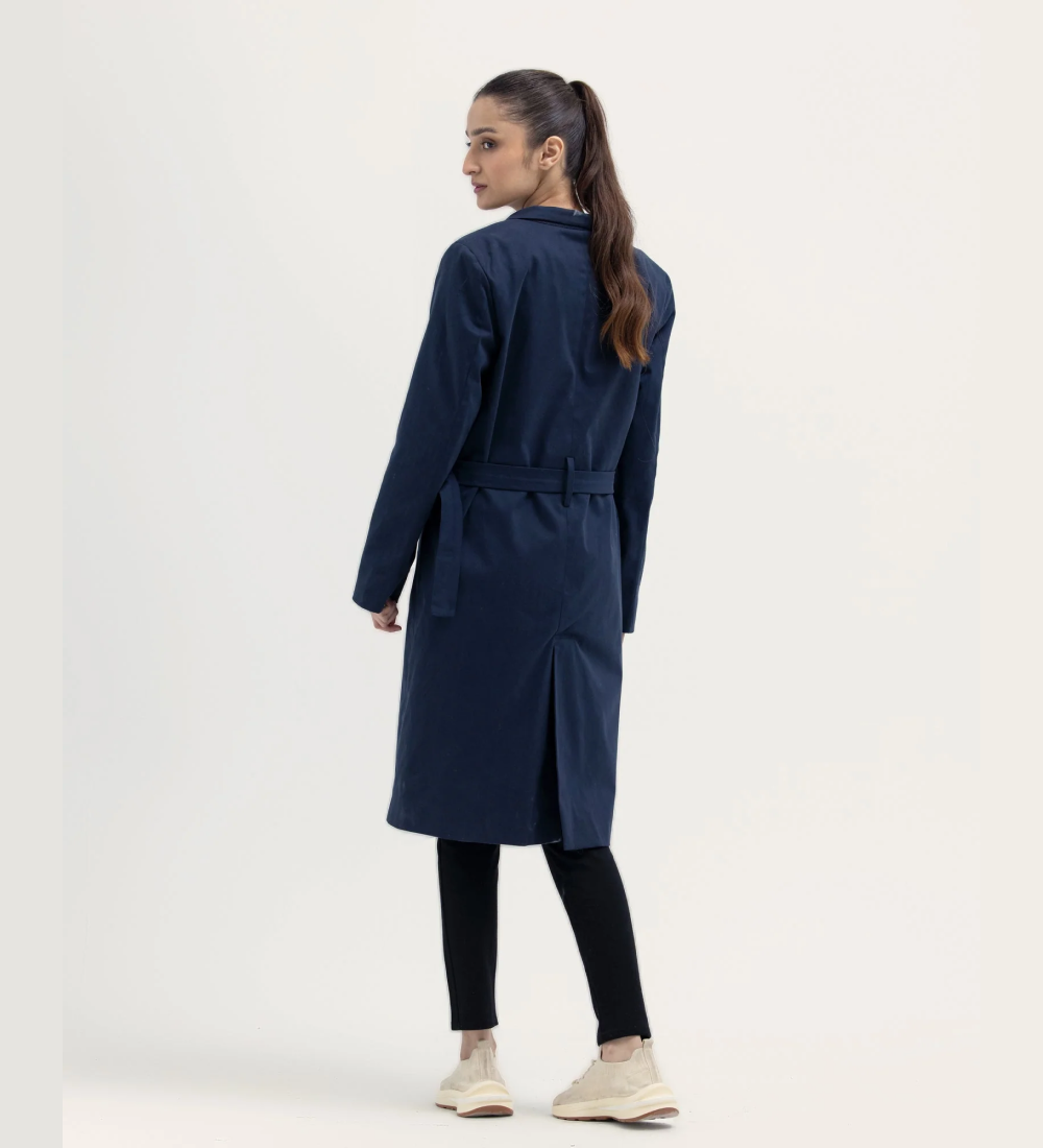 Women Navy Long Coat