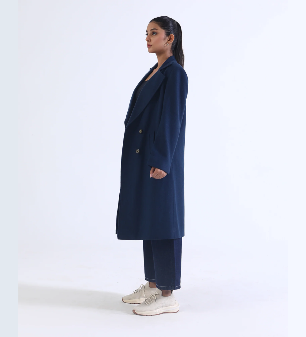 Women Blue Long Coat
