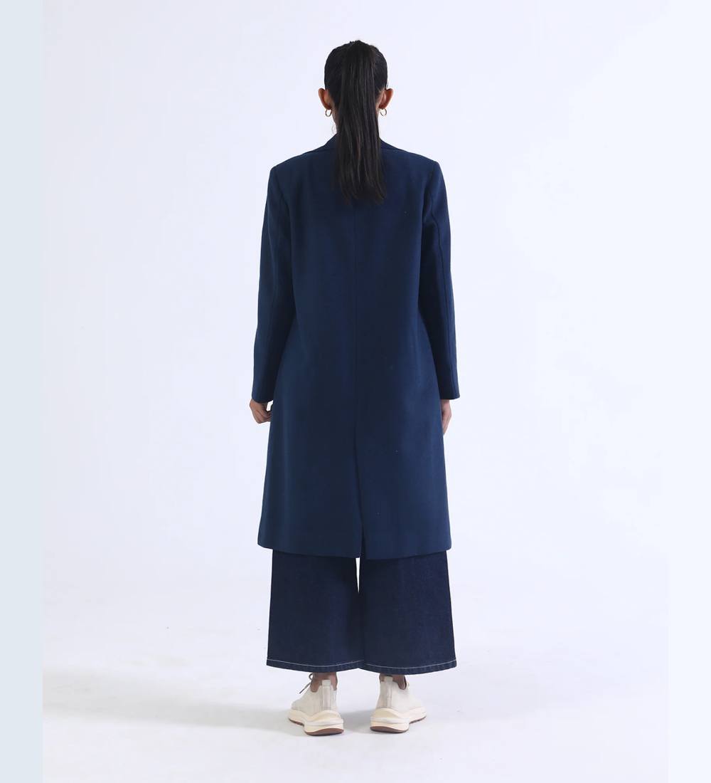 Women Blue Long Coat