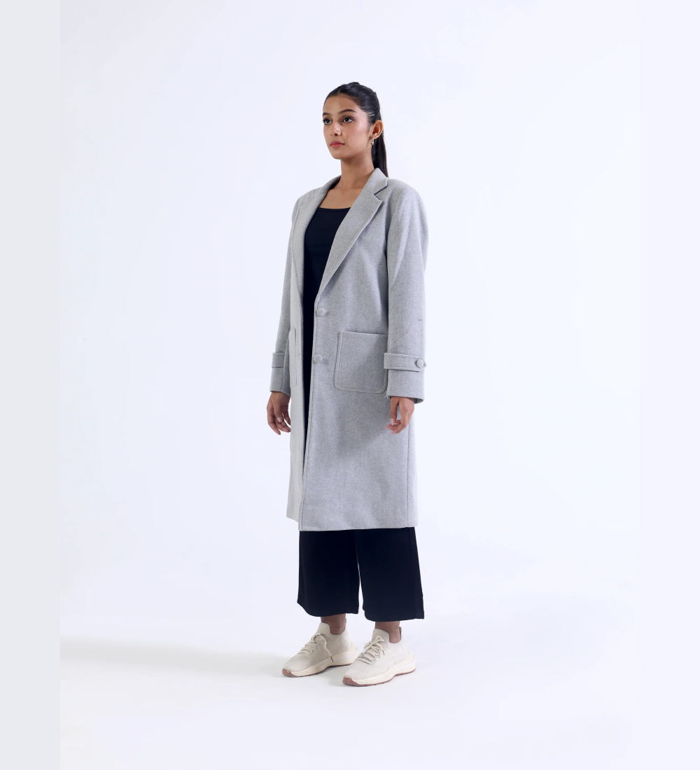 Women Gray Long Coat