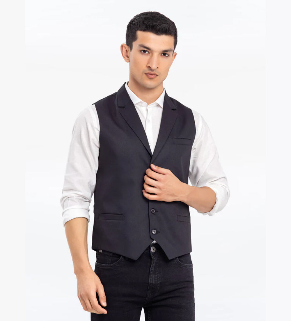 Men's Black Waist Coat