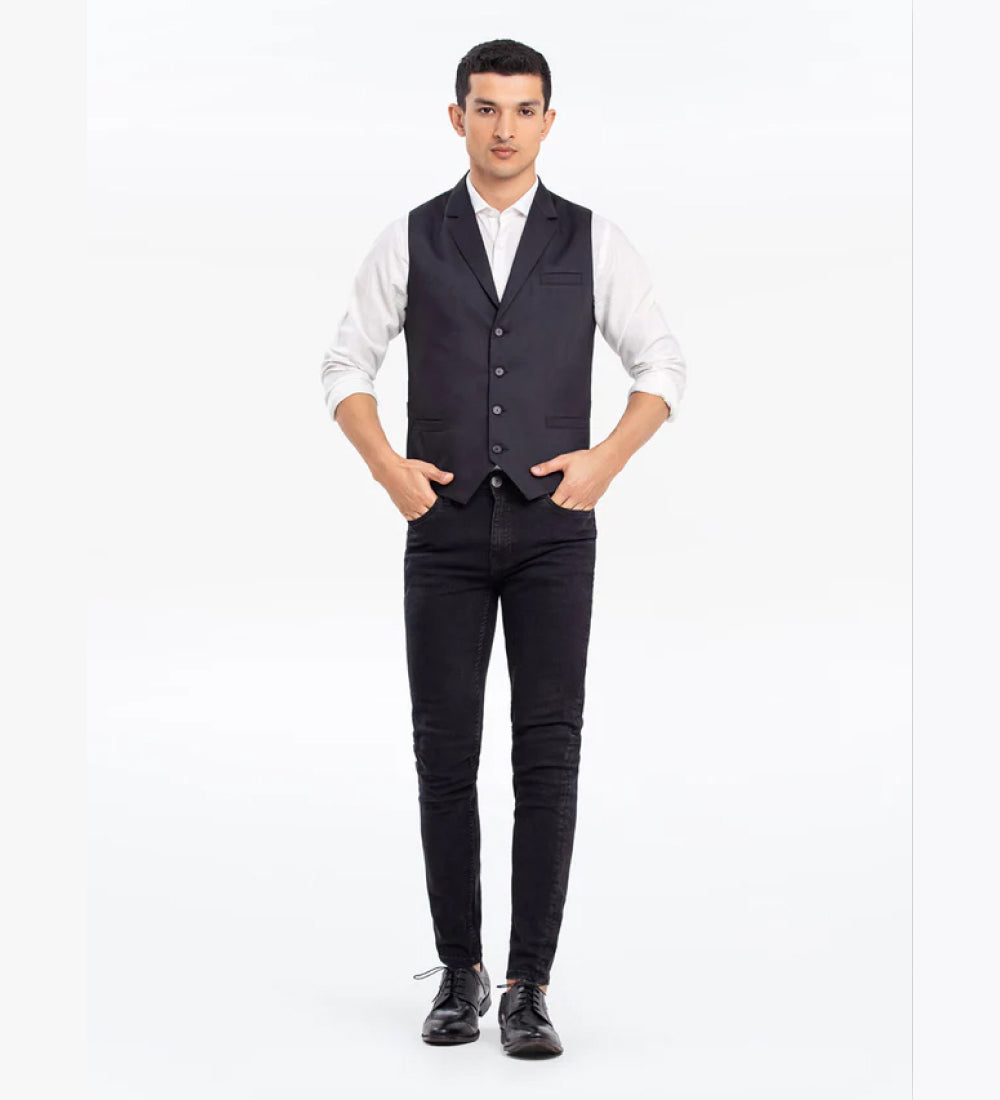Men's Black Waist Coat