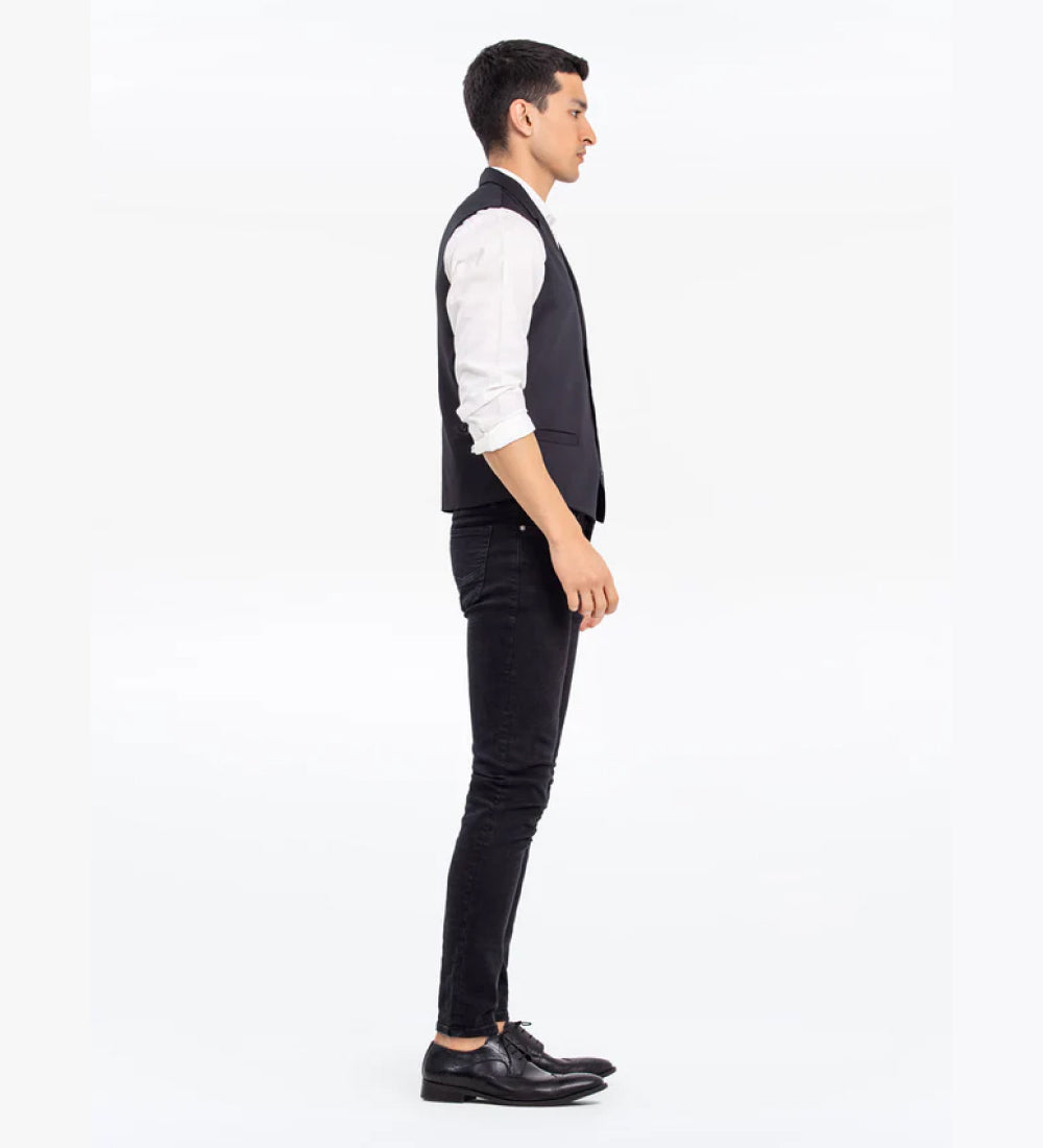 Men's Black Waist Coat