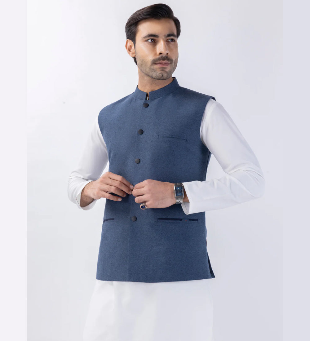 Blue Blended Waistcoat