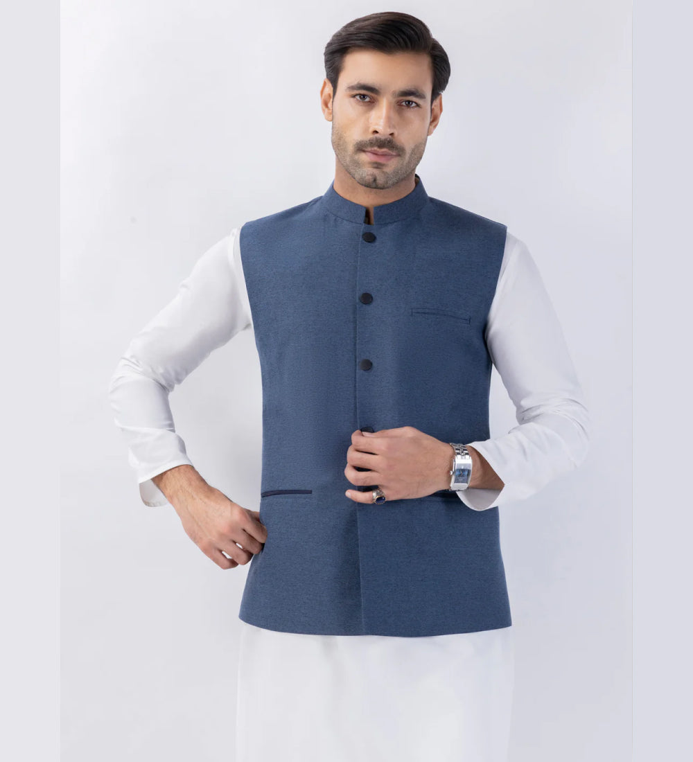 Blue Blended Waistcoat