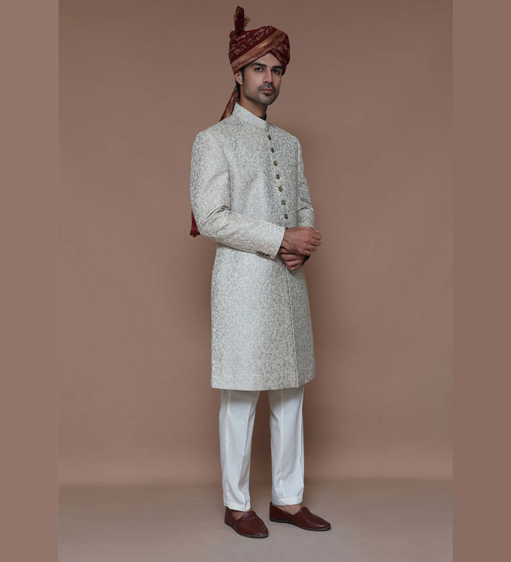 Creme Brulee Zari Jamawar Sherwani