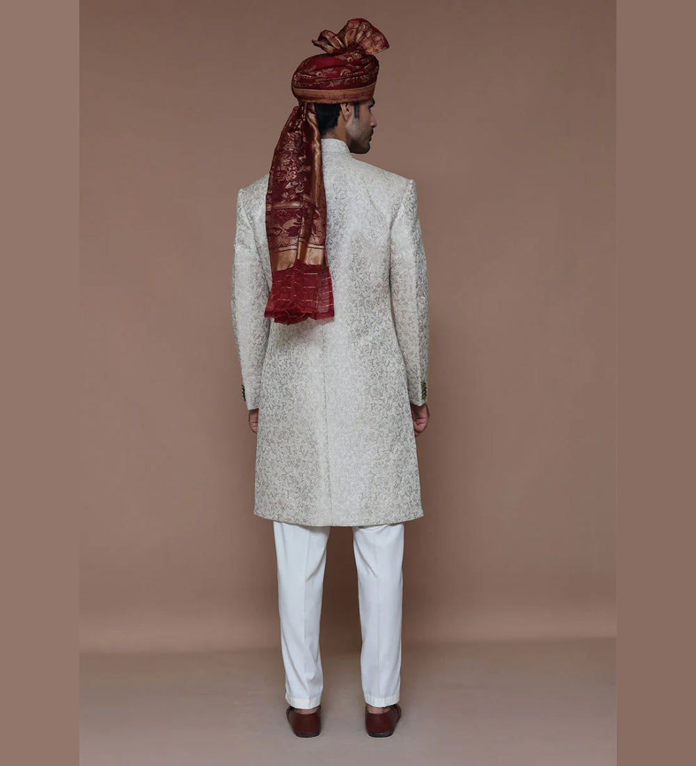 Creme Brulee Zari Jamawar Sherwani