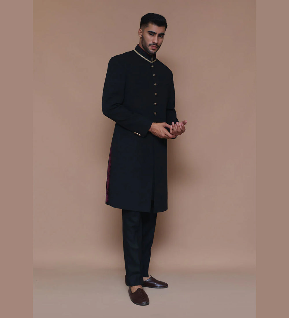 Premium Georgette Black Couture Sherwani