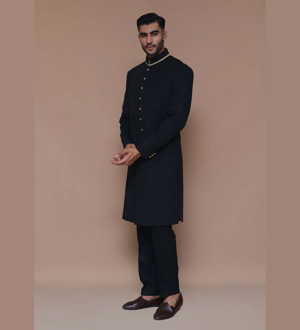 Premium Georgette Black Couture Sherwani