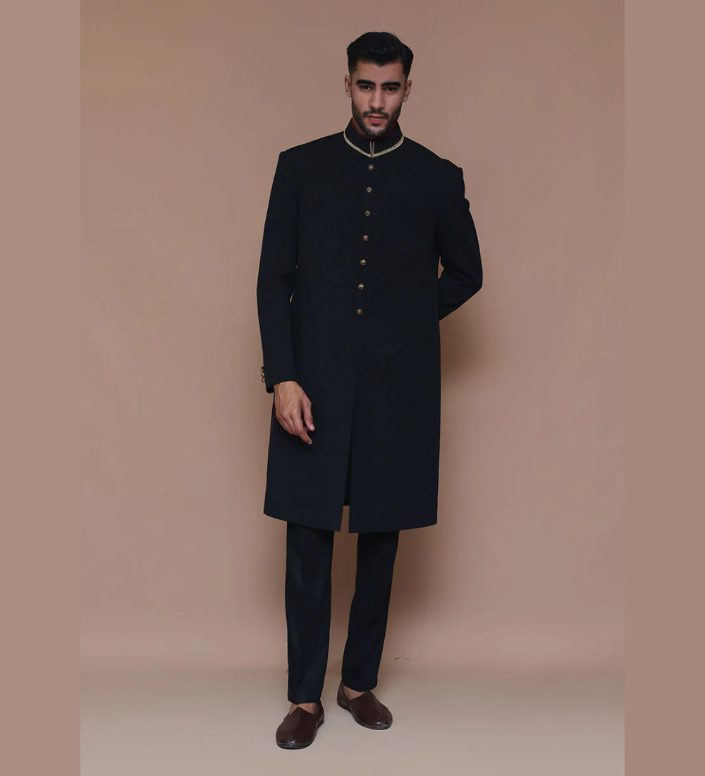 Premium Georgette Black Couture Sherwani