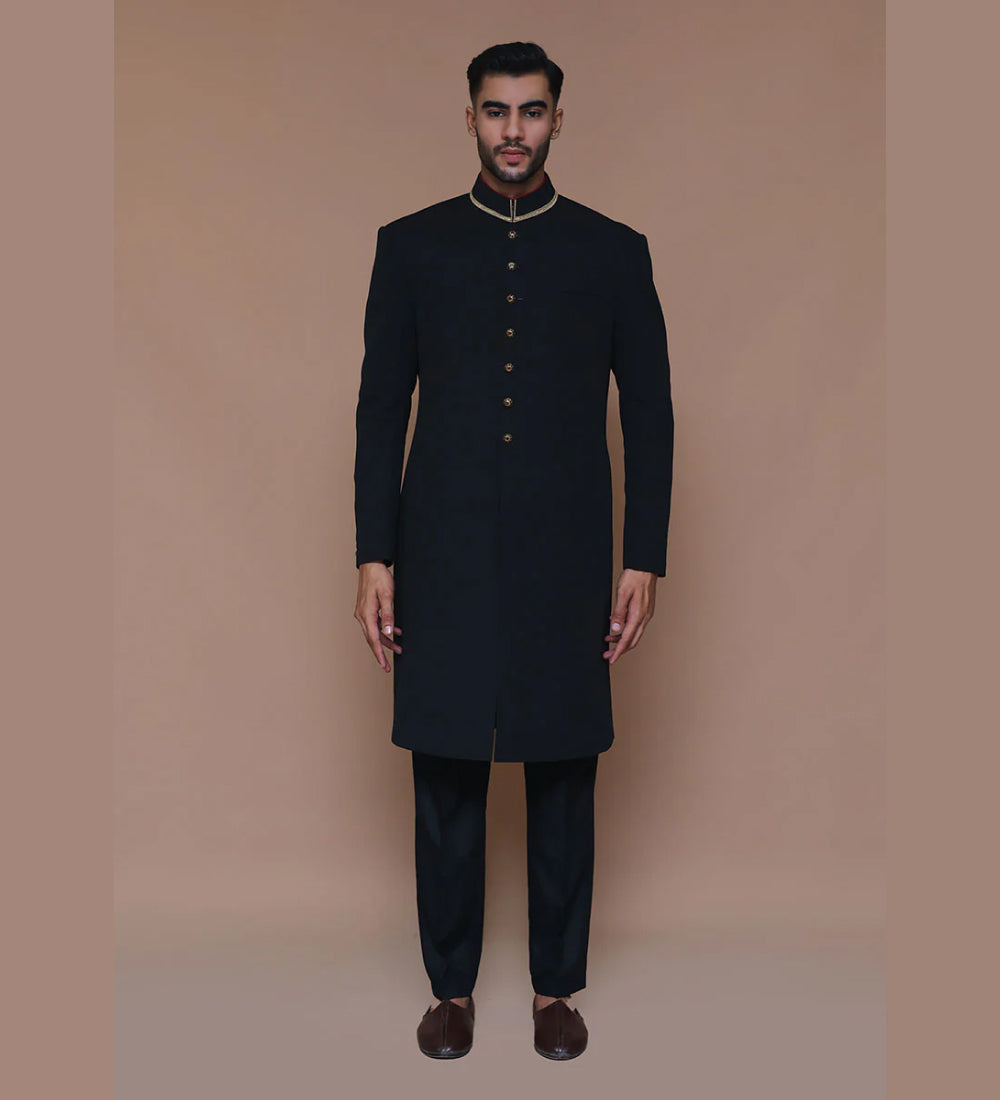 Premium Georgette Black Couture Sherwani
