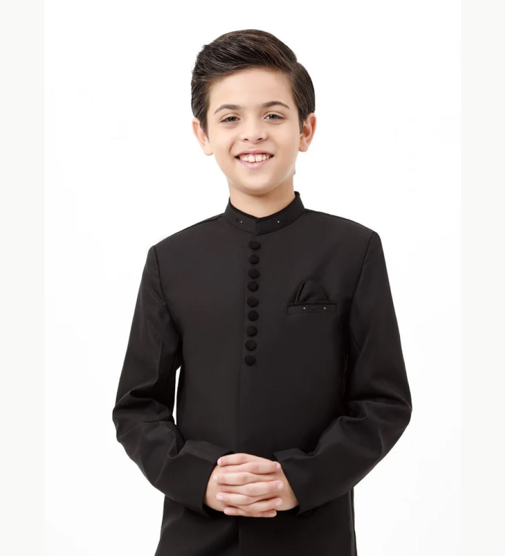 Boy's Black Sherwani 