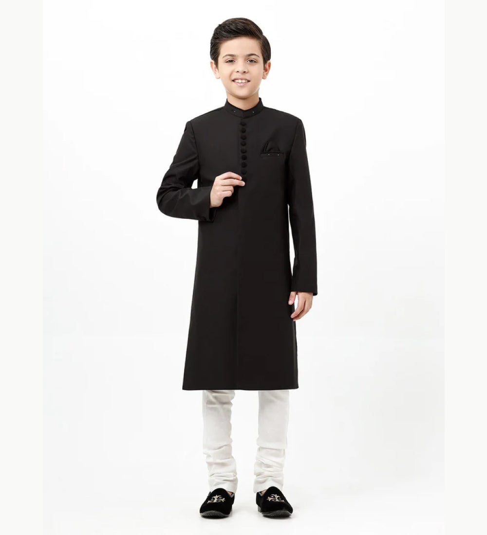 Boy's Black Sherwani 
