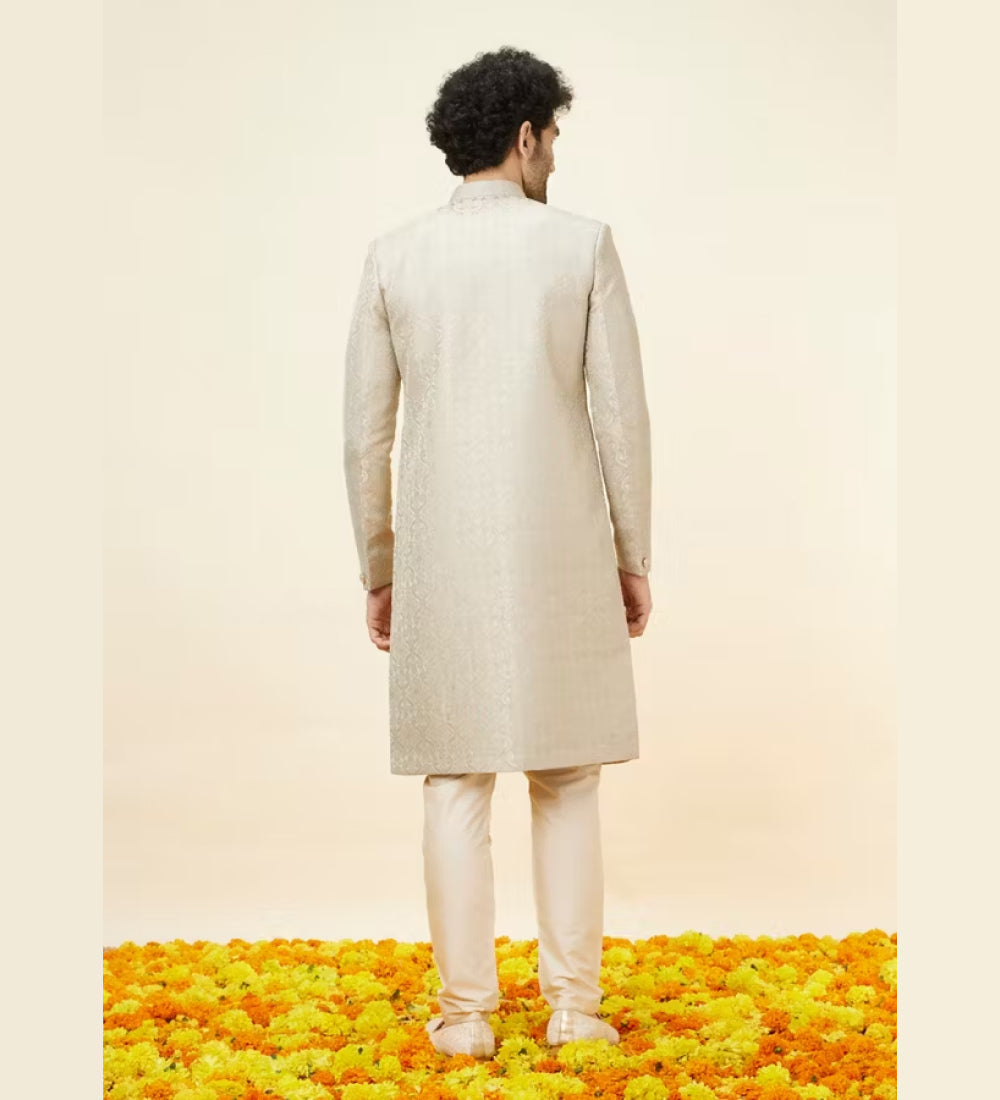 Veiled Rose Pink Medallion Patterned Sherwani