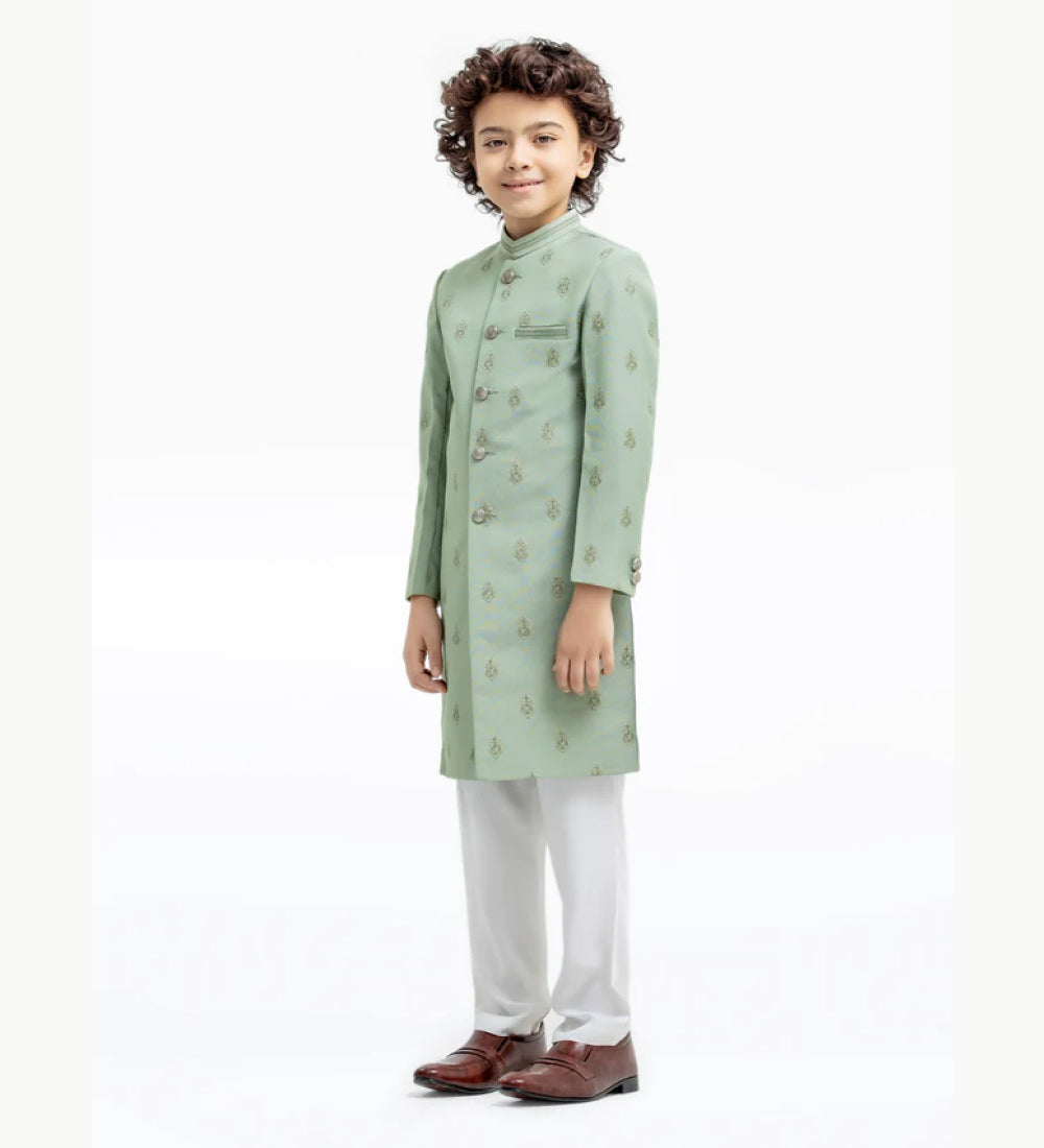 Boy's Mist Green Sherwani