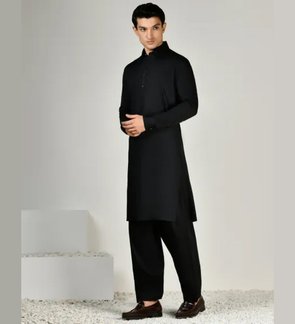 BLACK COTTON KAMEEZ SHALWAR