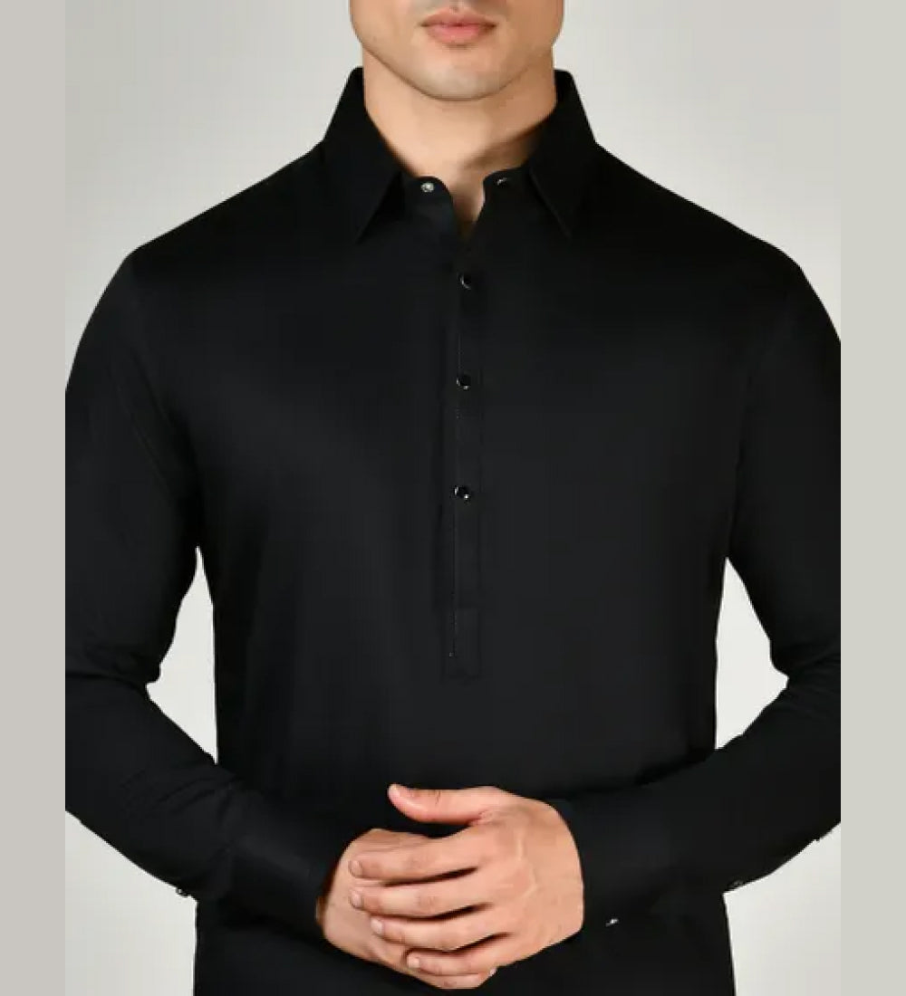BLACK COTTON KAMEEZ SHALWAR