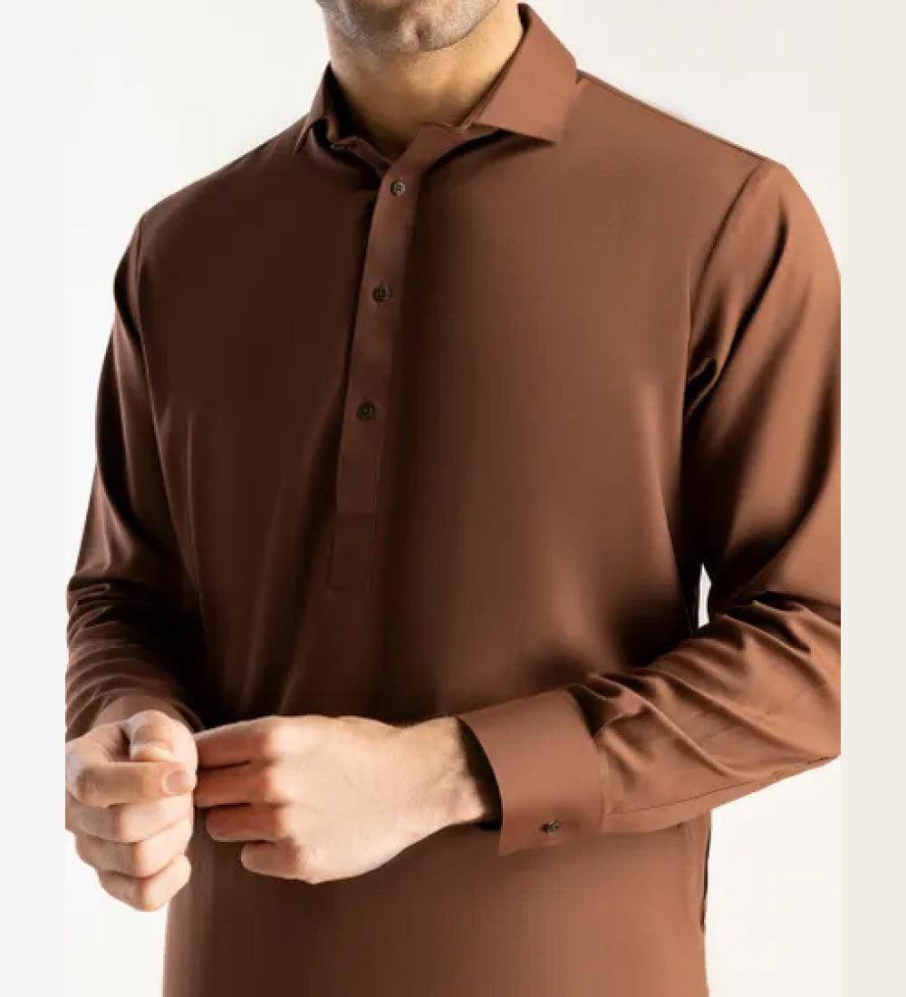 BROWN BLENDED KAMEEZ SHALWAR