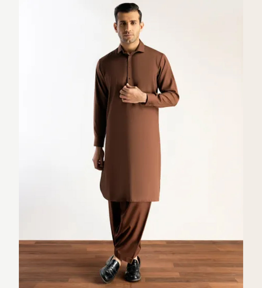 BROWN BLENDED KAMEEZ SHALWAR