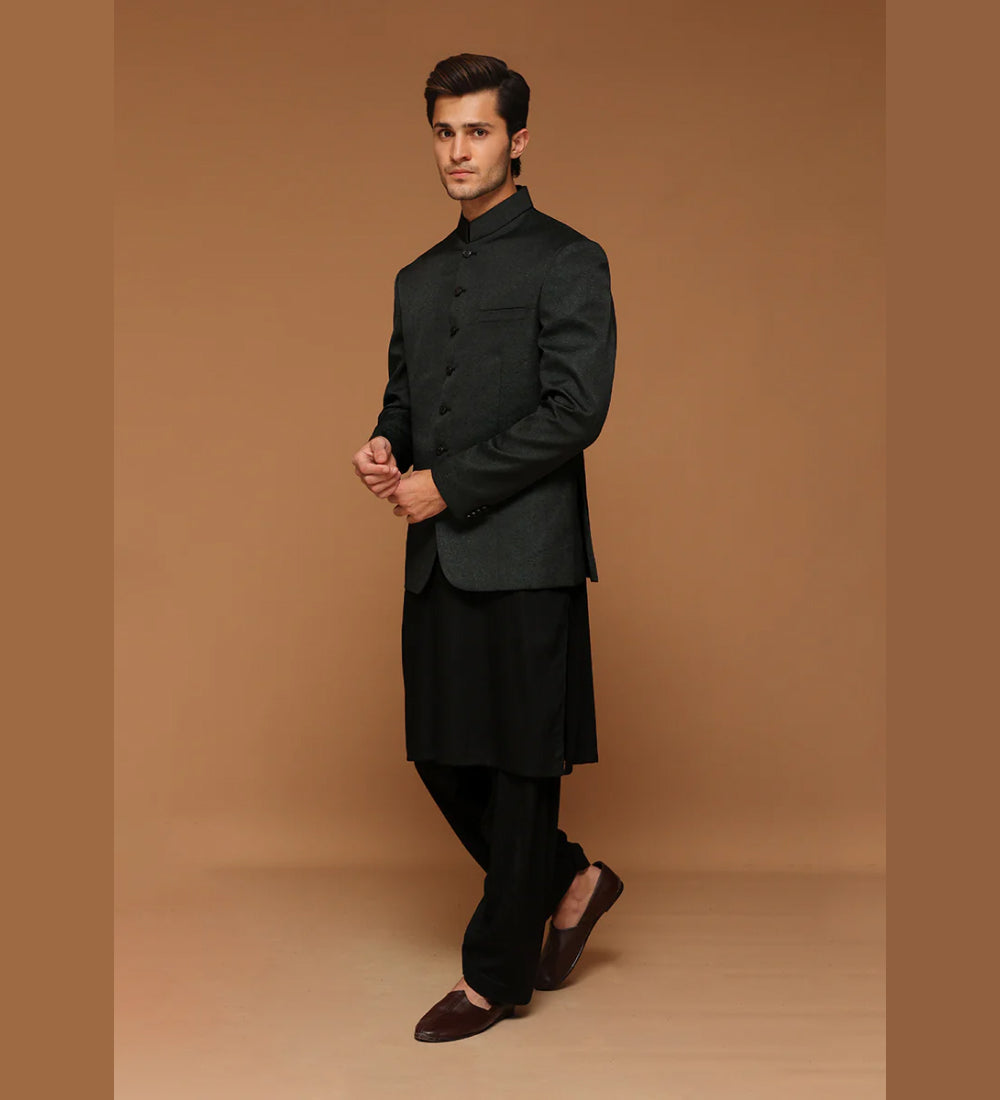 Premium Kambal Jamawar Tropical Green Traditional Jacket