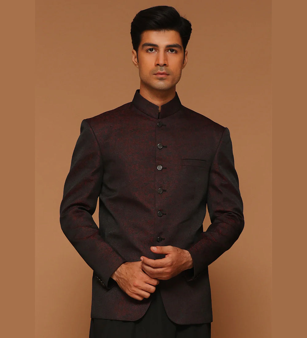 Premium Kambal Jamawar Vintage Violet Traditional Jacket