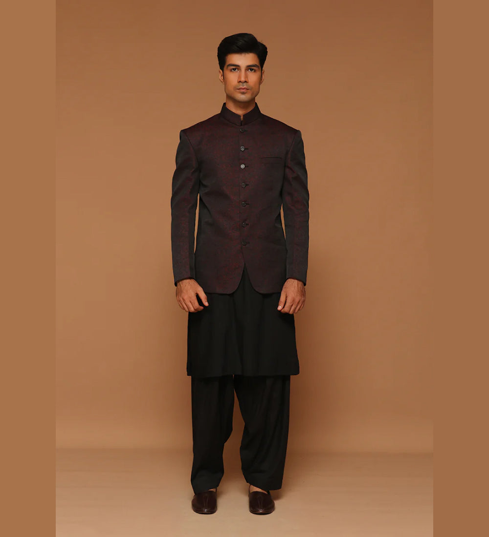 Premium Kambal Jamawar Vintage Violet Traditional Jacket