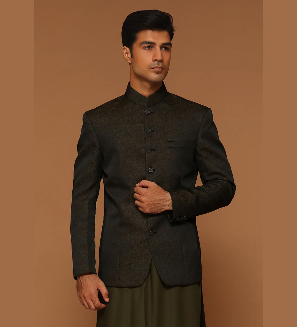 Premium Kambal Jamawar Winter Moss Traditional Jacket