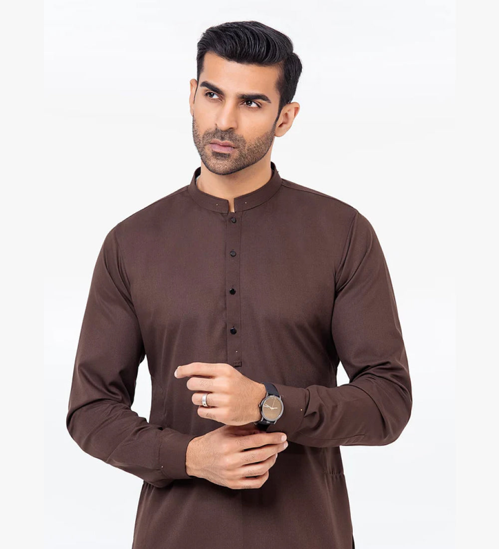 Men's Dark Brown Kurta Pajama