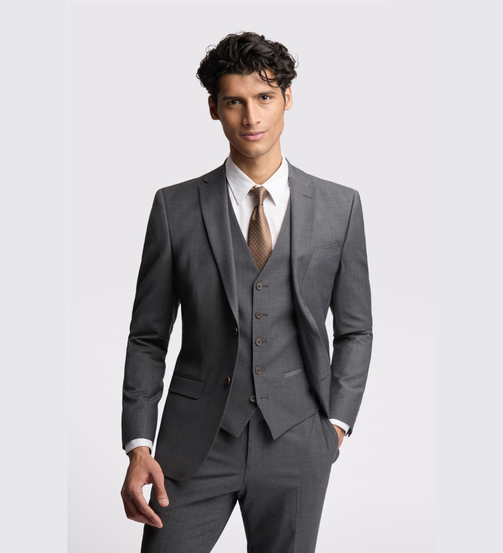 Slim Fit Charcoal Panama Suit