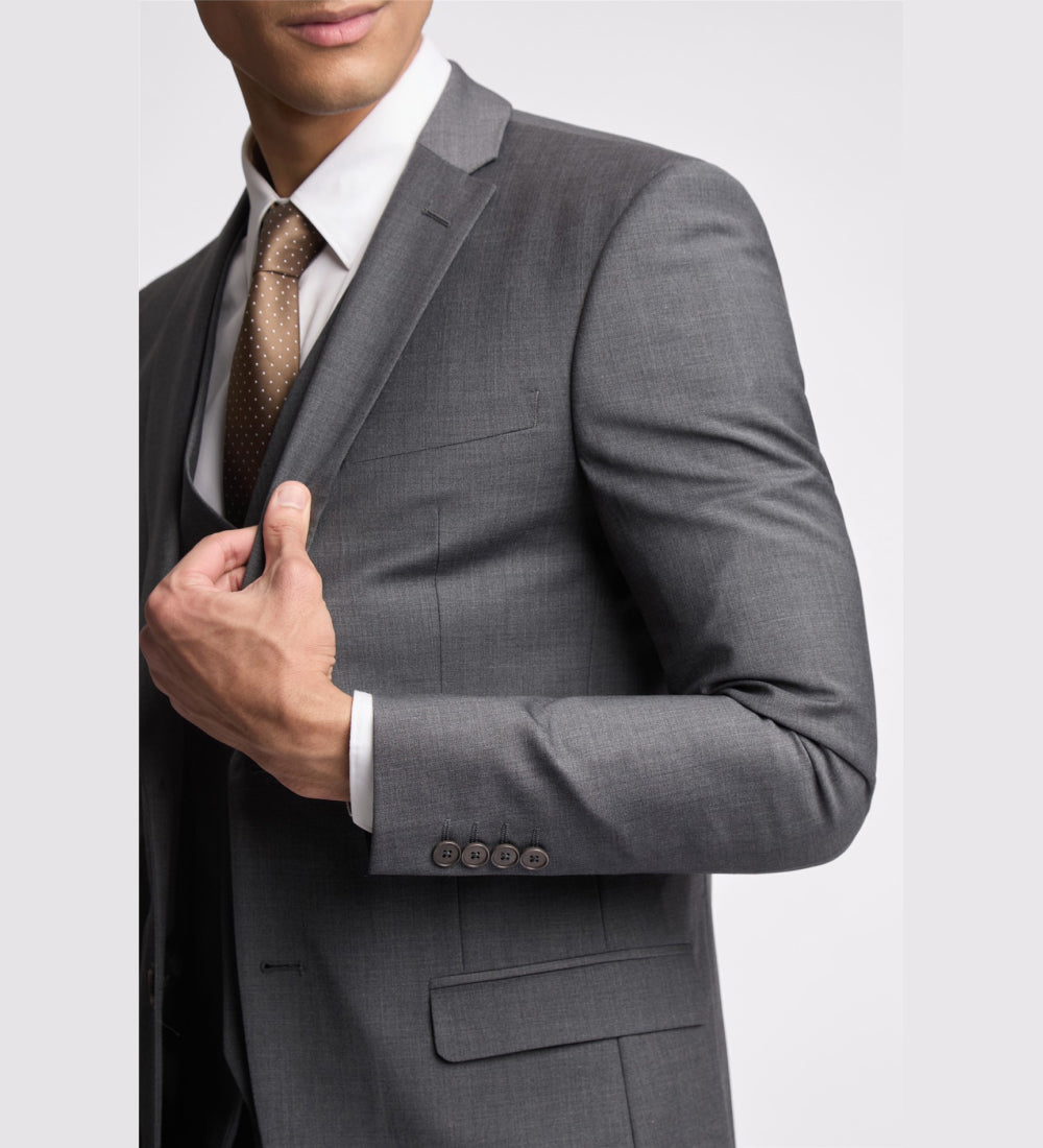 Slim Fit Charcoal Panama Suit
